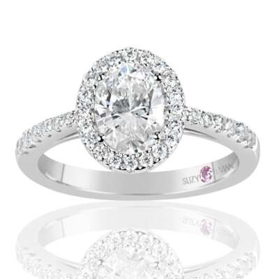 Suzy Levian Sterling Silver Oval Cut White CZ Solitaire Engagement Ring 925