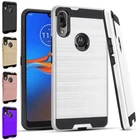For Motorola Moto E6 Plus Brushed Impact Resistant Case Cover + Screen Protector