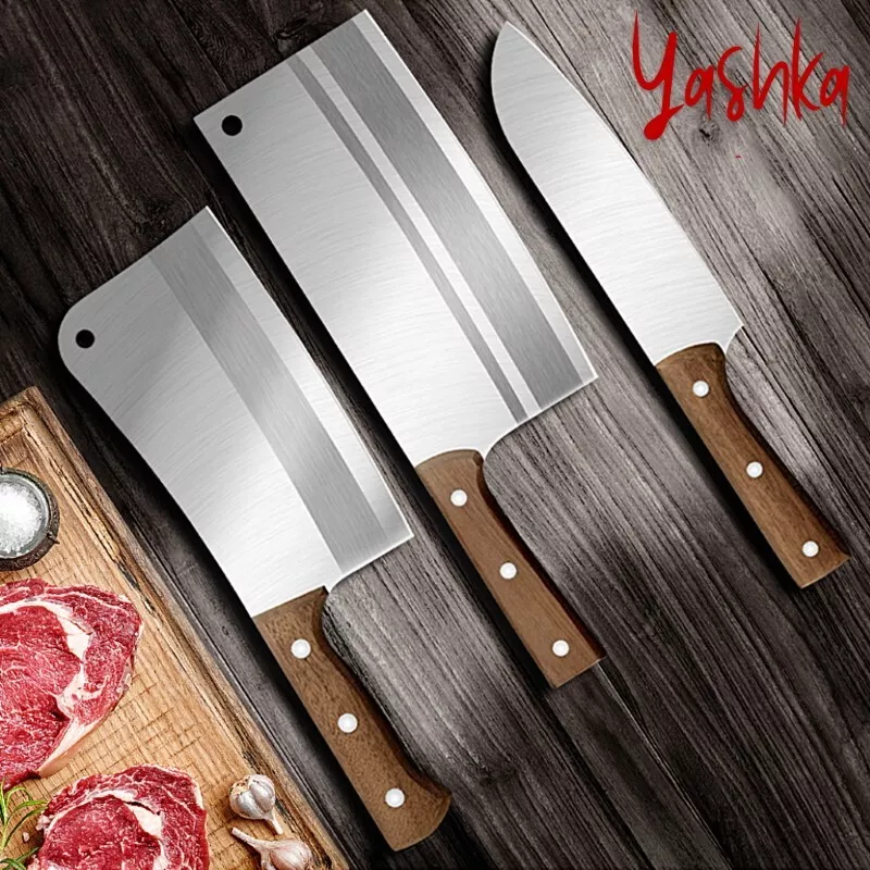 3-Piece Chef Knife Set Santoku Slicing Chopping Kitchen Knife