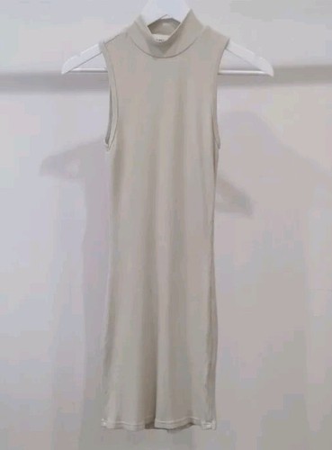 Talentless Tank Dress XS Cream Mock Neck Sleeveless 100% Cotton
