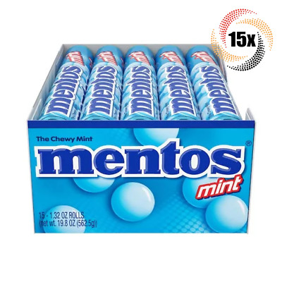 Full Box 15x Rolls Mentos Natural Mint Chewy Mints | 14 Mints Per Roll | 1.32oz