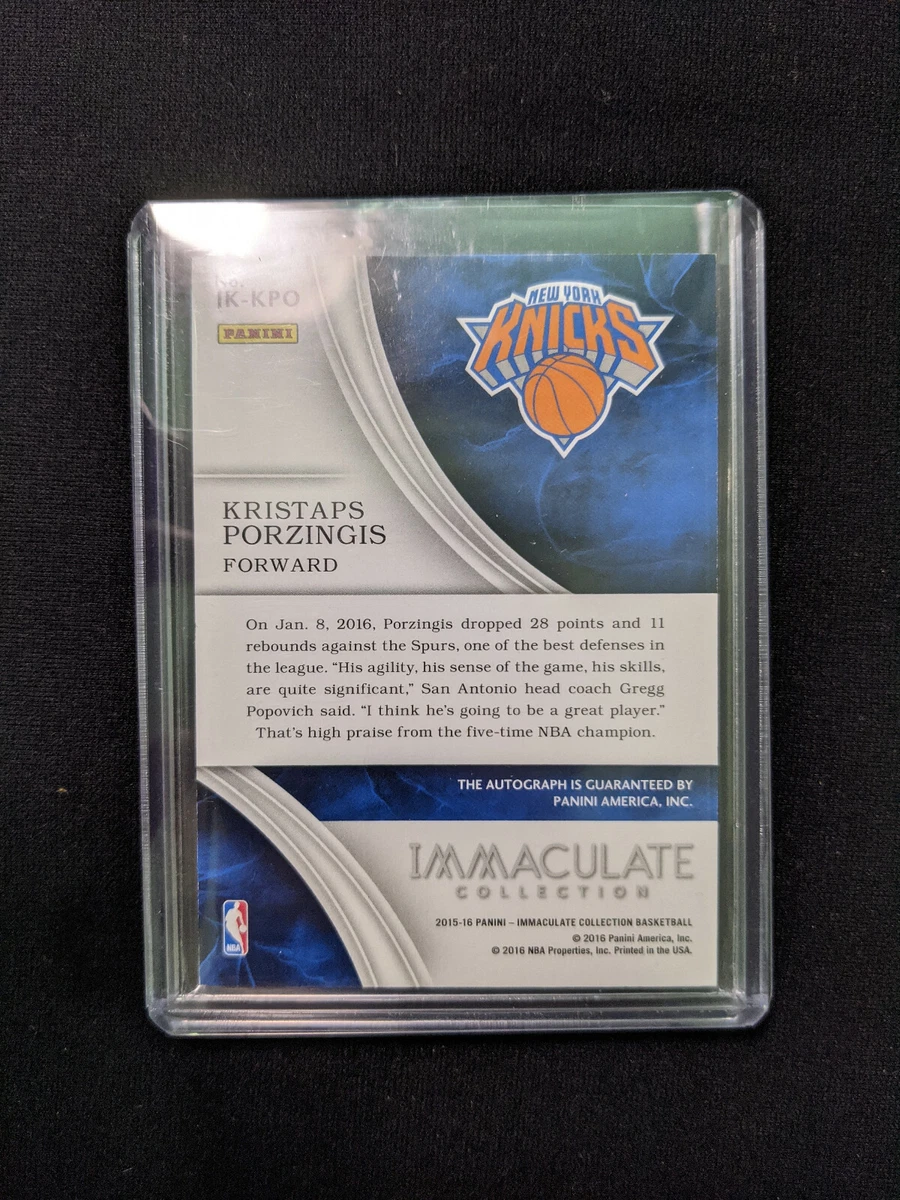 2015-16 Panini Immaculate Ink Auto #IK-KPO Kristaps Porzingis RC 