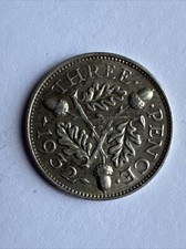 GREAT BRITAIN King George V 3 Three Pence Coin SILVER (.500) DATE 1932