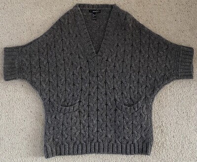 Mango Damen Pullover Oberteil kurzärmelig grau klein
