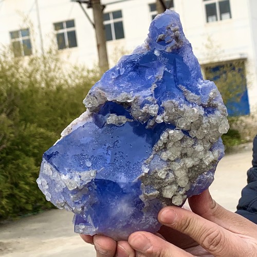 4.53LBNatural transparent blue cubic fluorite mineral sample from Inner Mongolia - 第 3/18 張圖片