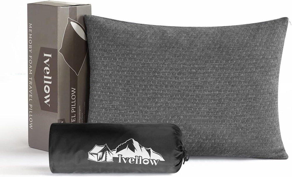Ivellow Compact Firm Supportive Compressible Pillow, Shredded Memory Foam for Tr