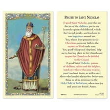 Laminated St. Nicholas Patron of Children Holy Prayer Card Catholic Christmas