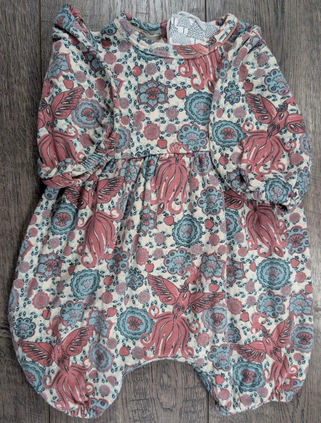 Baby Girl Clothes New Kate Quinn 0-3 Month Teal & Pink Firebird Print Outfit