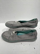 KEDS GRAY silver blue SPARKLE FABRIC PULL ON SNEAKER MOC TOE SZ 8