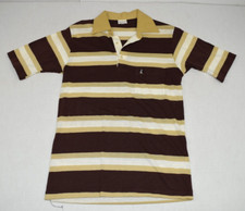 Penguin Shirt VTG Grand Slam Munsingwear polo Size XS/S 80s Brown Stripe Ivory