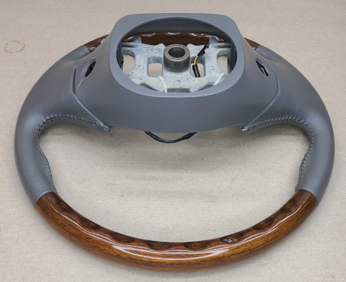 98-02 Lincoln Navigator F250 Factory Steering Wheel Gray Woodgrain 99 00 01 OEM - Picture 12 of 24