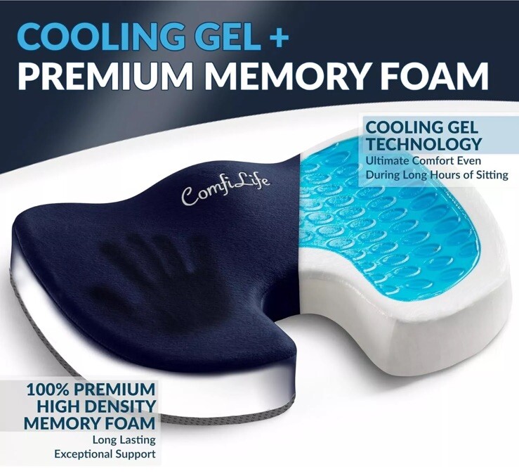 ComfiLife Gel Enhanced NonSlip Gel & Memory Foam Coccyx Seat Cushion