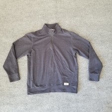 Eddie Bauer Sweater Men M Blue Cotton Blend 1/4 Zip Pullover Outdoor Front Logo