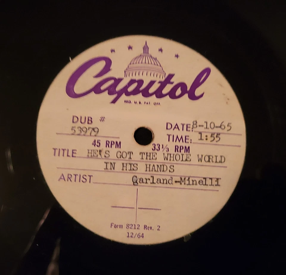 Джуди Гарленд Лайза Минелли, РЕДКАЯ 10-дюймовая ацетатная и 7-дюймовая прессовка! ЛОНДОН ПАЛЛАДИЙ!!! - Изображение 3 из 4