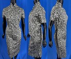 Vintage Chinese Cheongsam Black White Print Silk Qipao Cocktail Dress & Jacket — photo 2