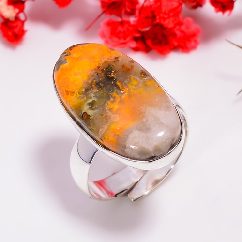 Bague Plaquée Or Blanc Avec CZ Saphir Orange - Taille 62 - Pierre Centrale Ronde 10mm