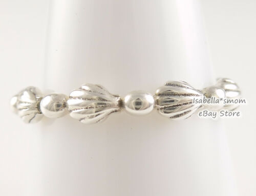 BEADED SEASHELL Authentic PANDORA Silver Stackable Ring 5~50 198943C00 w POUCH - 第 1/3 張圖片