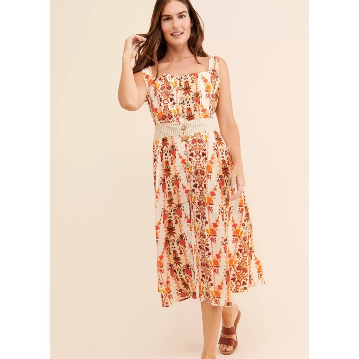 agua bendita orange dress Agua By Agua Bendita floral-print Ruched Dress | Orange