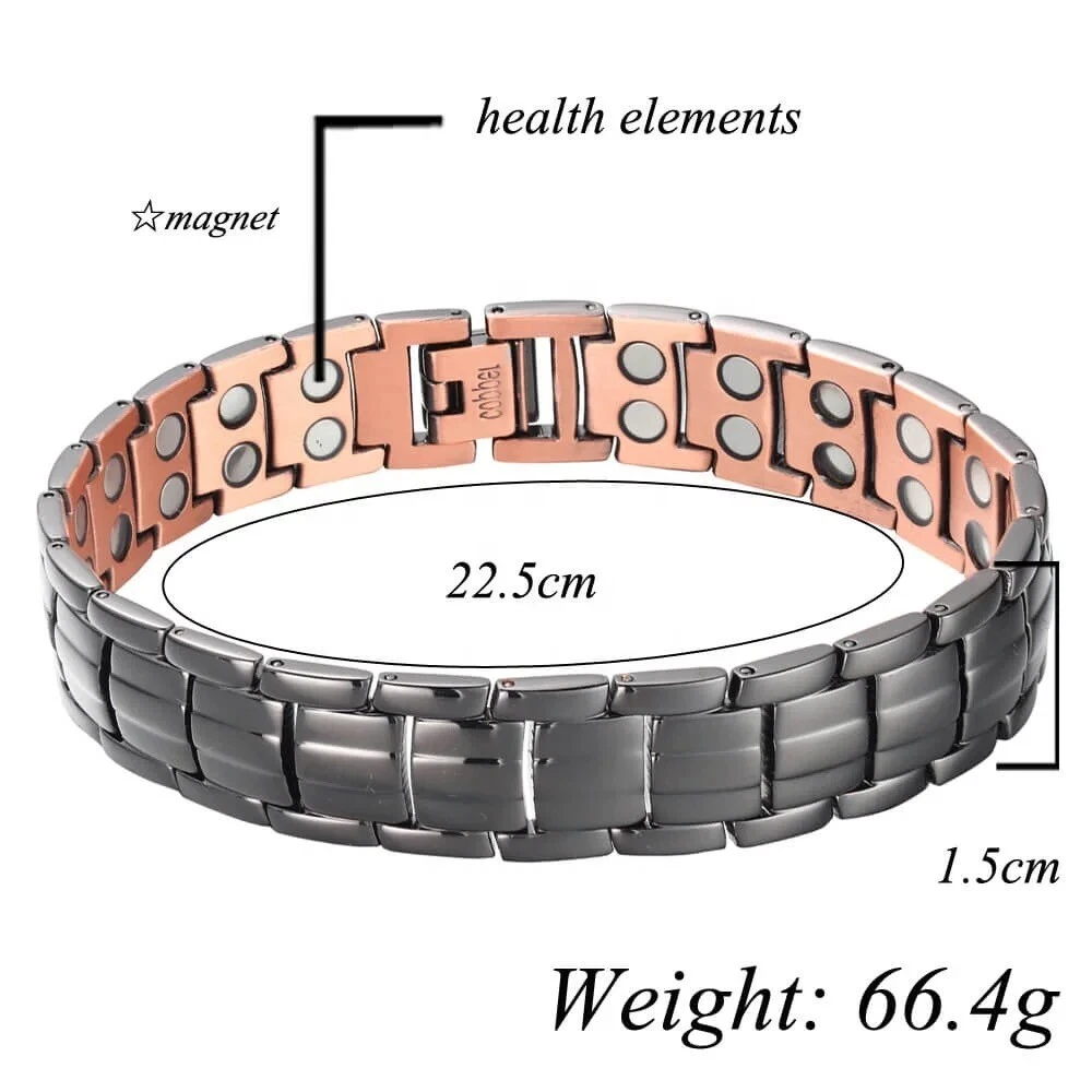 Pure Copper Neodymium Magnetic Therapy Bracelet Double Strong with link remover