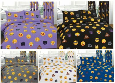 Smileys Gesichter Symbol Bettdecke Quilt Cover & Kissenbezug Polycotton Kinder Bettwäsche