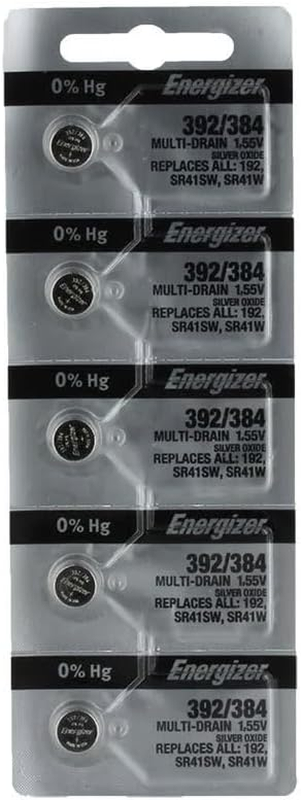 392/384 Silver Oxide Battery: Card of 5