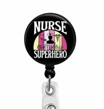 Nurse Superhero Nurse RN BSN Badge Reel Retractable ID Badge Holder, T179