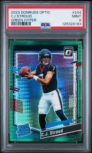 2023 Panini Donruss Optic #244 Cj Stroud Green Hyper PSA 9 Rookie RC MINT