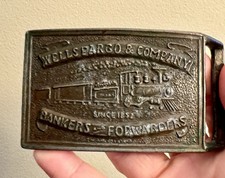 Wells Fargo  Company Bankers  Forwarders Locomotive Brass Metal Belt Buckle