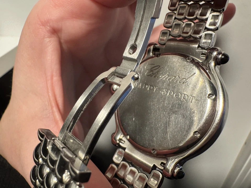 Reloj de cuarzo Chopard Happy Sport 38 mm azul romano acero diamante damas 28/8965 Foto 3 de 4