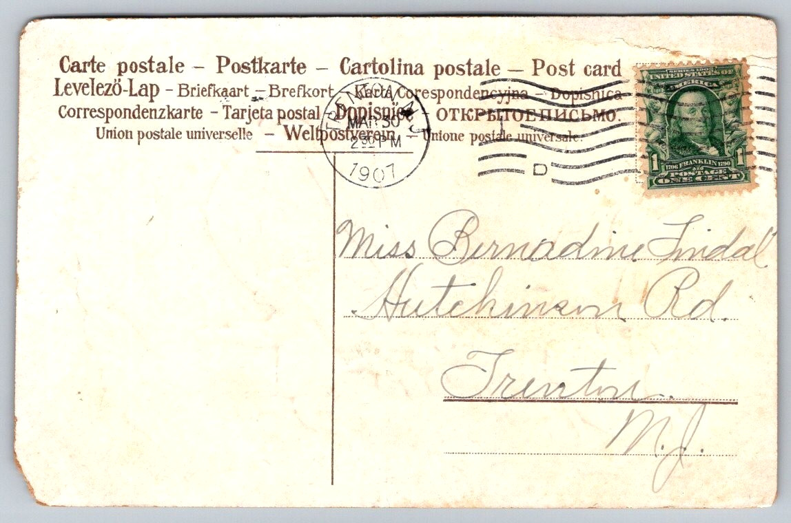 Postcard | Trenton, New Jersey Anthropomorphic Rabbits Easter Greetings Ca 1907