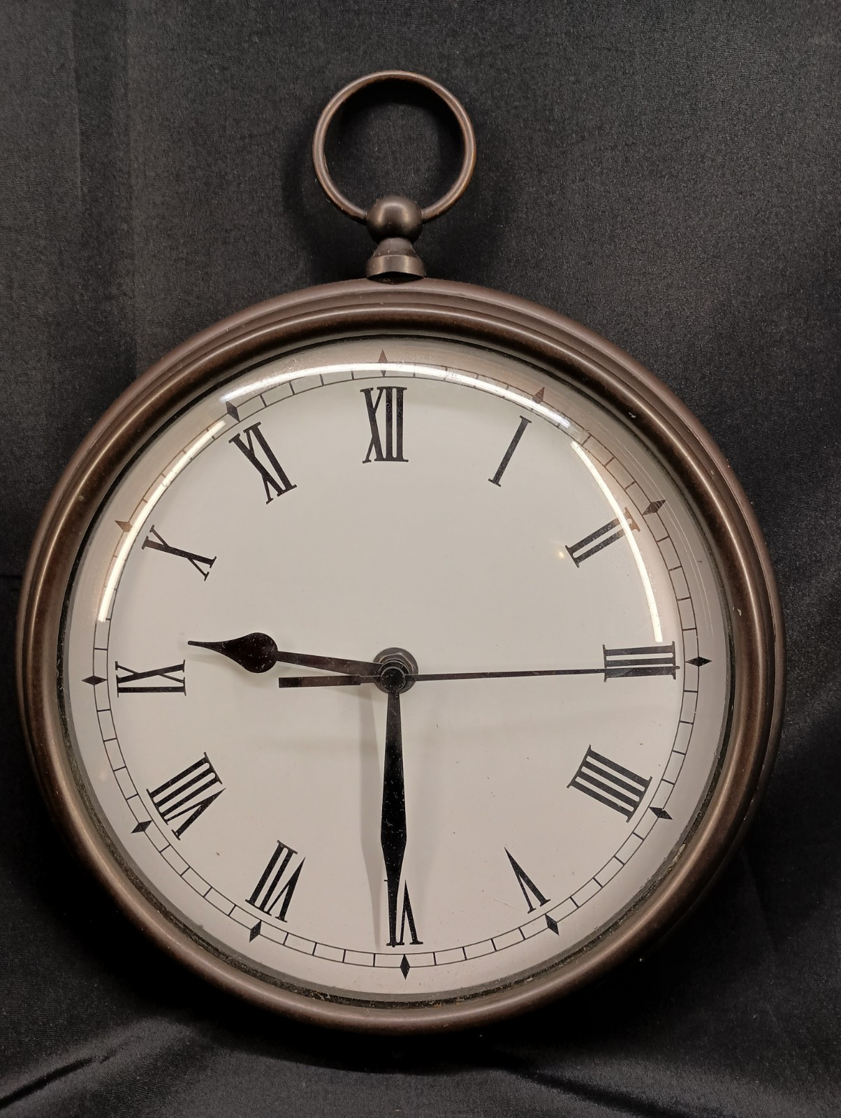 Vintage Pottery Barn 9 Inch Heavy Pocket Watch Style Wall Clock