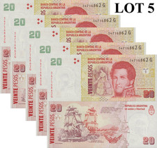 Argentina 20 Pesos ND 2003 P 355c UNC 1/20 Bundle Lot 5 pcs