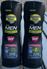 (2) CT Banana Boat Triple Defense Sunscreen for Men SPF 50 Water Resistant 6 oz
