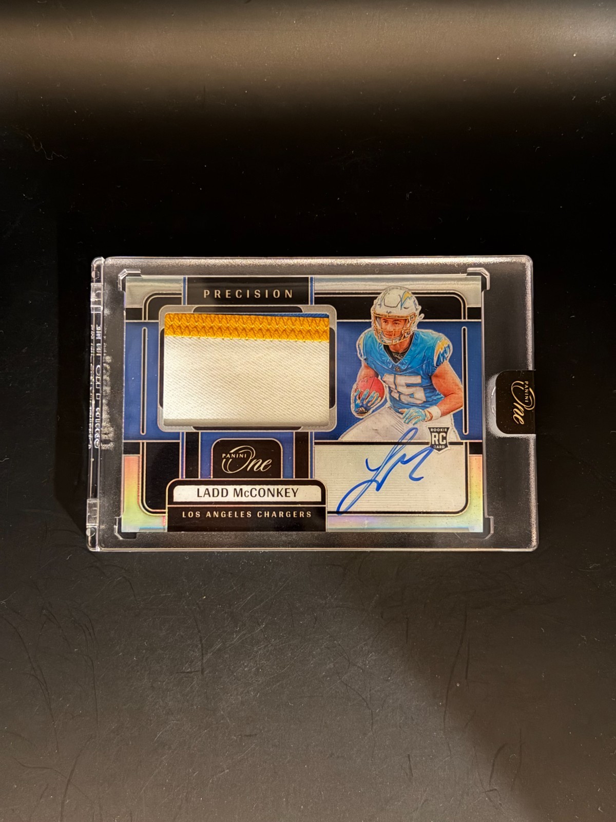 2024 Panini One - Precision Rookie Patch Autographs Ladd McConkey #309 /99 (AU)