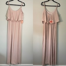Show Me Your MuMu Maxi Dress Size Large Peachy Nude Caitlin Ruffle NWT