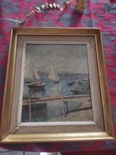  Belle Ancienne Reproduction Huile Sur Toile Voiliers D Argenteuil Caillebotte