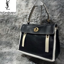 Borsa a mano YSL Muse due in pelle nera bianca Yves Saint Laurent rara borsa