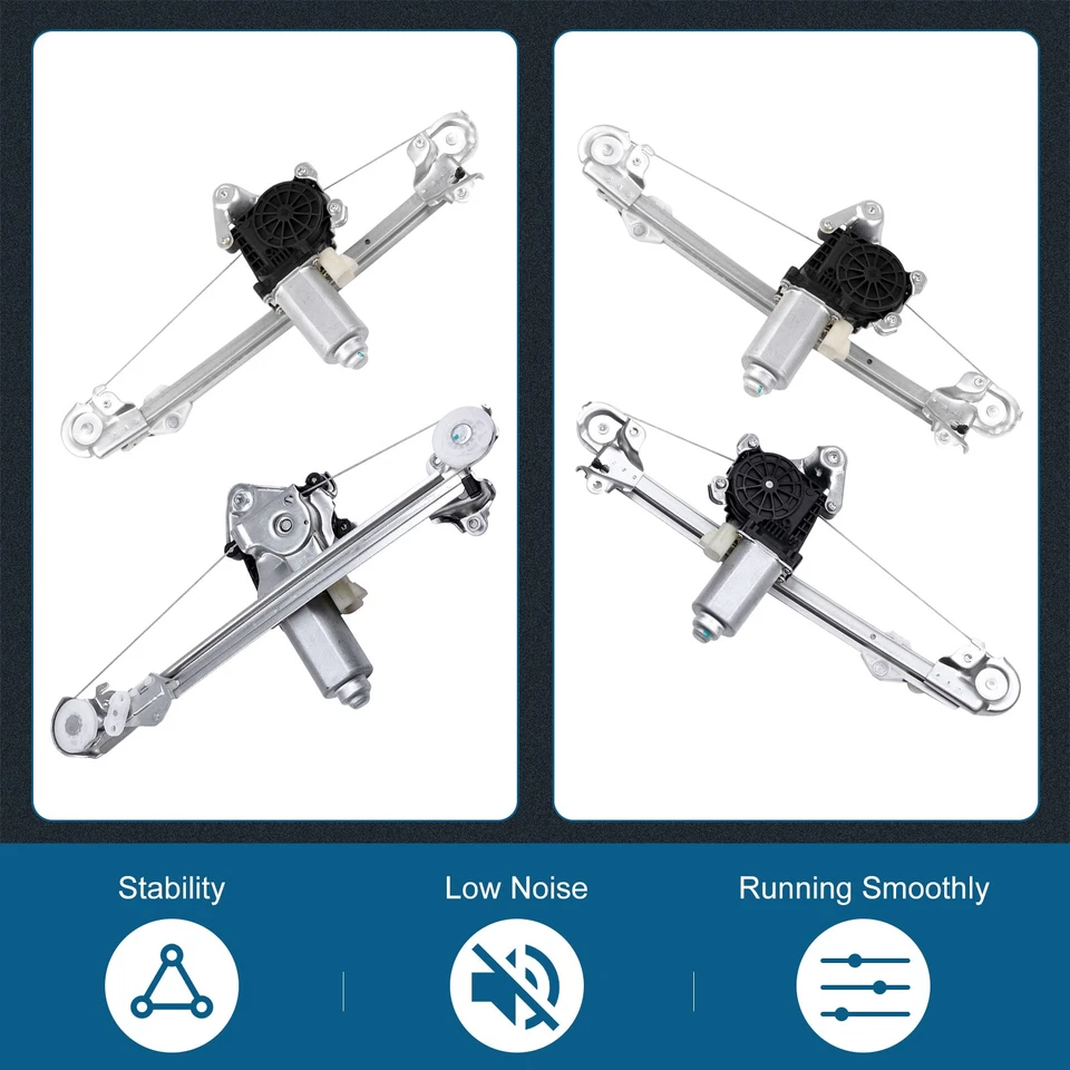 Par de reguladores de ventana eléctrica traseros con motor para Chevrolet Malibu 1997-2003 Foto 3 de 4