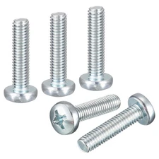 M6-1x25 Pan Head Machine Screws -10pcs -Carbon Steel - Zinc Coated