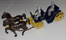 Vintage Stanley Cast Iron Surrey Horse Drawn Toy Carriage Figures Oconto WI USA