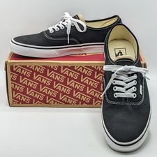 VANS  Authentic  Men  s Classic Icon Black Canvas Upper w/ Rubber Sole Shoes NEW