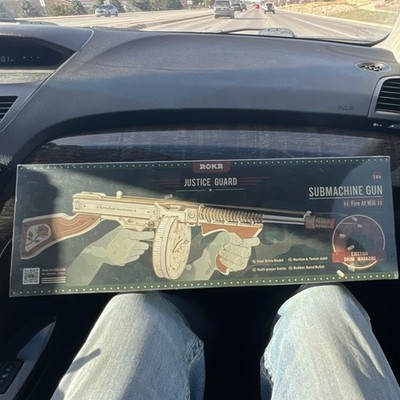 ROKR Justice Guard Submachine Gun Gear Drive Model Kit 275pcs Plywood