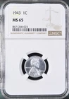 1943 1C  Lincoln Wheat One Cent NGC MS65   8671268-023