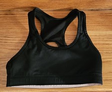 Girls Sports Bra Racerback Black Pink Lining 23" Band 12"Armpit To Armpit