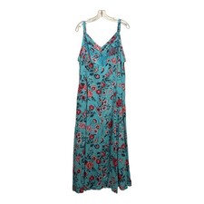 Torrid 4X floral challis trapeze maxi dress in blue adjustable straps V-neck