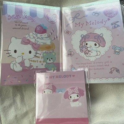 Sanrio Hello Kitty My Melody Memo Block Aufkleber Set 3 Stück Schreibwaren Po...