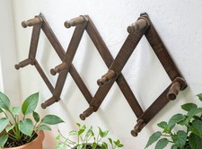 Antique Wooden Wall Decor Folding Hook Hanger Original Old Hand Carved