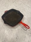 Le Creuset #26 CERISE Red Enameled Cast Iron Square Grill Pan Griddle MSRP $210 — photo 1