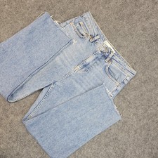 Topshop Moto Jeans Womens 26/30 Blue Denim Streetwear Grunge Frayed Hem Y2K