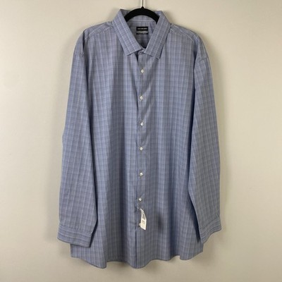 van heusen tall fit stretch dress shirt Van Heusen Men's Tall Ultra Wrinkle Free Dress Shirt, Blue, 19 37/38, Cotton, Plaid Pattern
